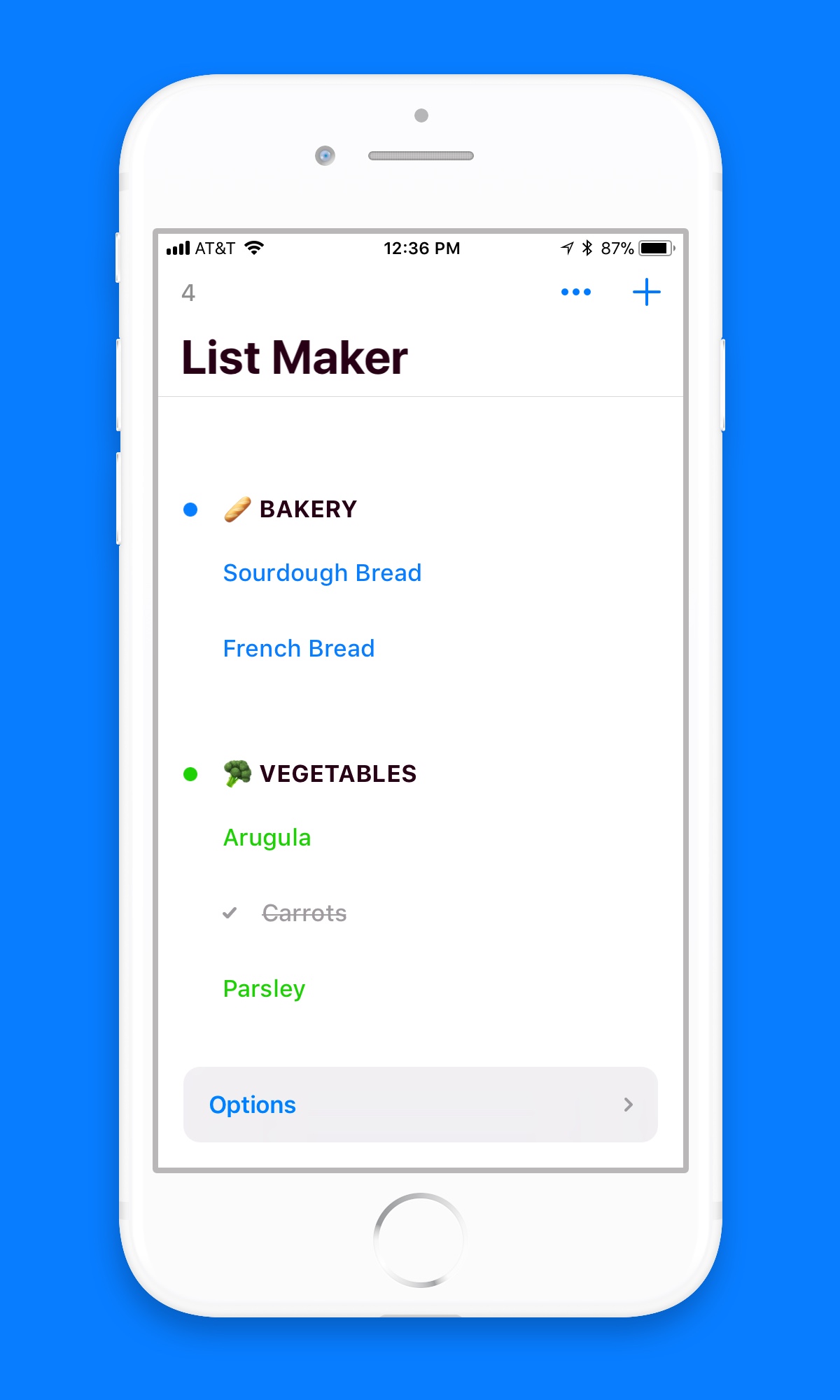 Screenshot of List Maker app